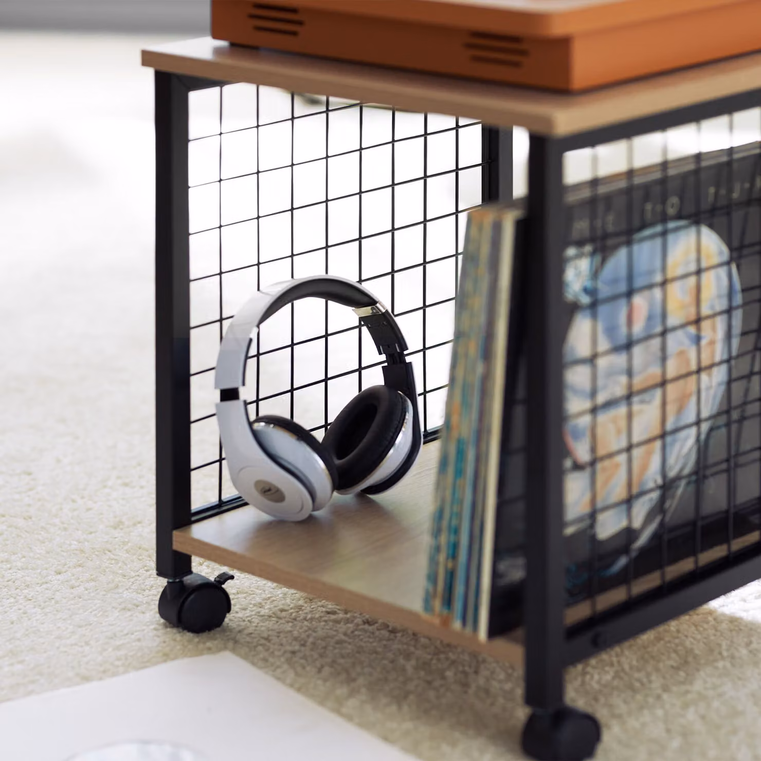 Tavolino quadrato in stile industriale TecTake GmbH, colore marrone e nero, L/P/H: 40 x 40 x 48 cm – 2