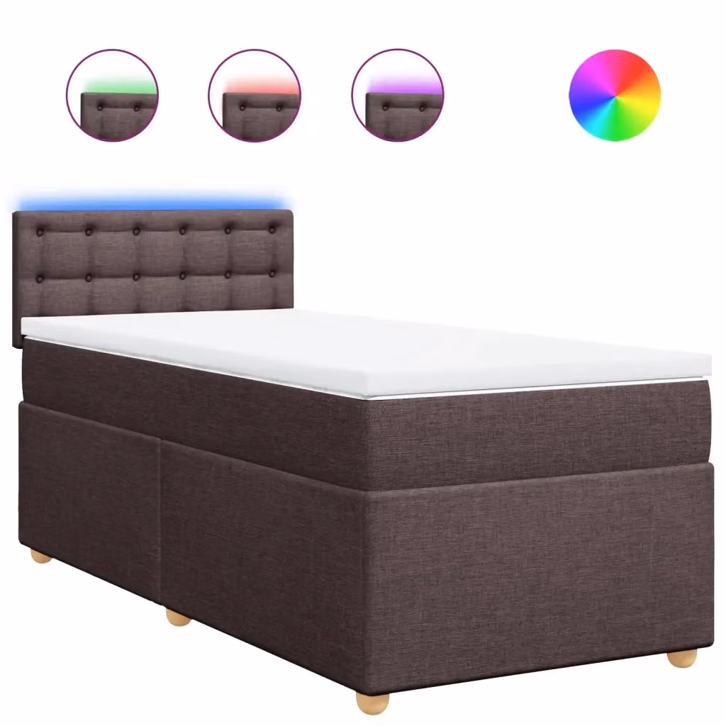 vidaXL Letto Ibrido con Giroletto a Molle e Materasso in Tessuto Marrone e Bianco L/P/H: 200 x 90 x 76,7 cm – 2