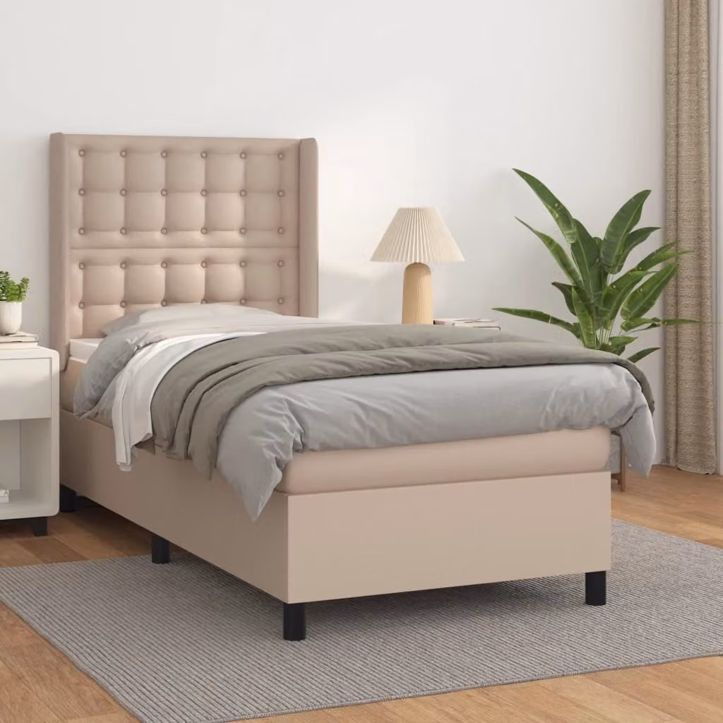 Maison Exclusive - Giroletto a Molle con Materasso Cappuccino 90x190 cm Pelle finta