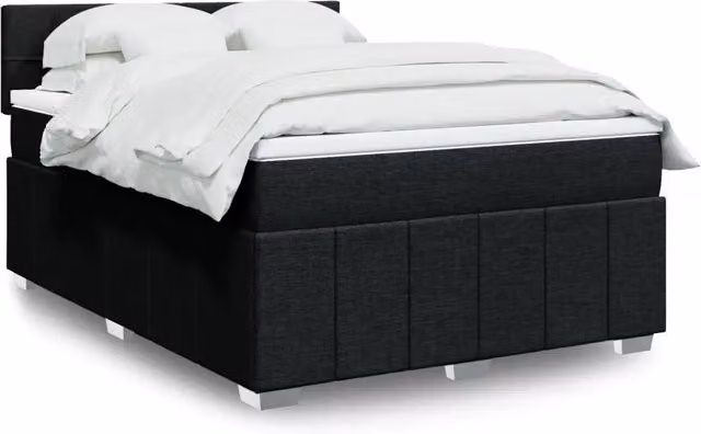 Letto Ibrido vidaXL in Legno di Pino con Materasso Nero e Struttura Imbottita L/P/H: 140 x 200 cm
