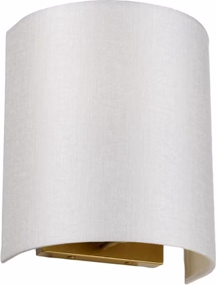Applique Cooper Lightbox in ottone anticato e tessuto beige, attacco E27 60W, Diametro: 23 cm