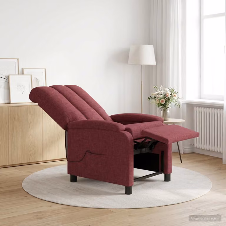 vidaXL Poltrona Relax Moderna in Tessuto Rosso con Braccioli