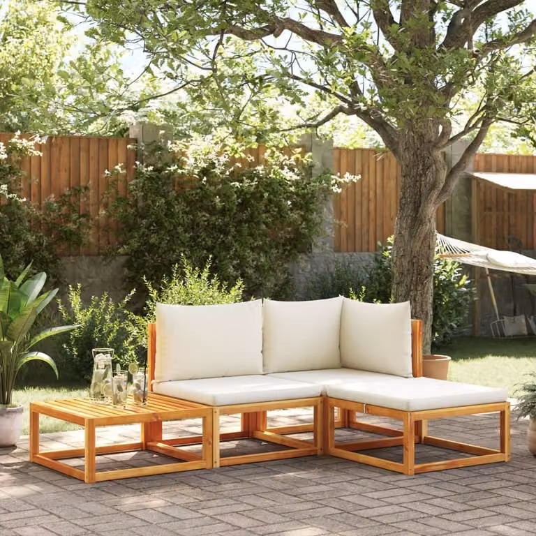 Maison Exclusive - Set di divani da giardino 4 pezzi con cuscini in legno di acacia e rattan