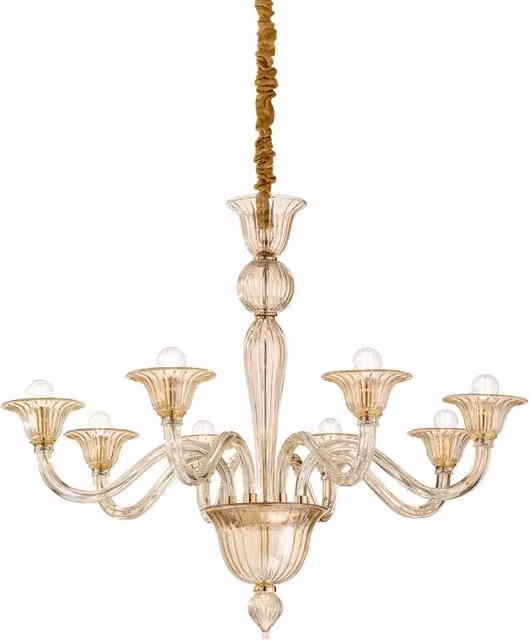 Lampadario Classico Brigitta Vetro Ambra 8 Luci E14