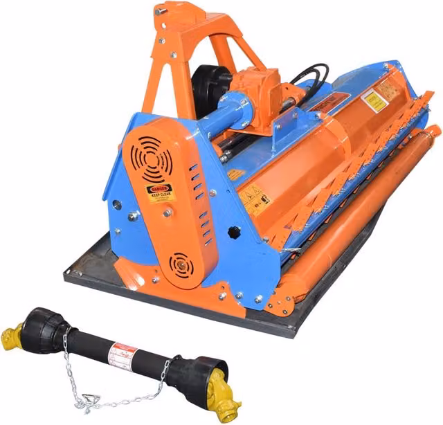 Trinciatrice Breckner Germany KFH165 arancione con traslazione idraulica e rullo compattatore, larghezza 165 cm