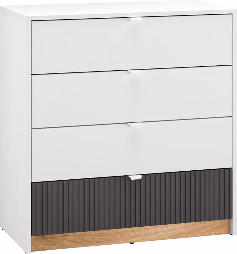 FURNLUX Cassettiera Torino Graphite And White And Oak 82cm / Colore principale: Bianco / Dimensioni: 82 x 86 x 40 cm