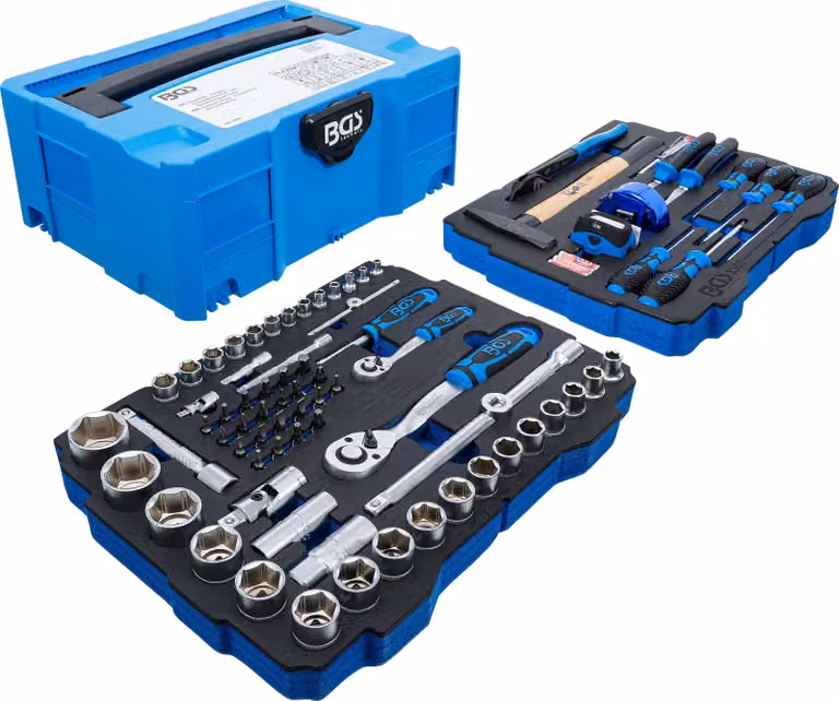 BGS Set di chiavi a bussola e martello / pinze / cacciaviti 6,3 mm (1/4") / 12,5 mm (1/2") BGS systainer® 77 pezzi - 3357