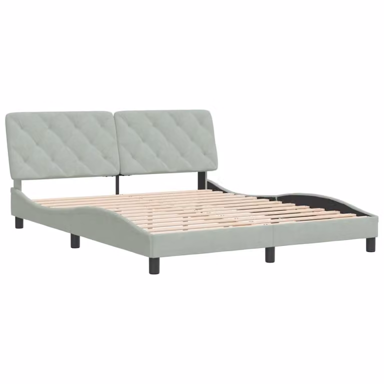 Giroletto senza Materasso Grigio Chiaro 160x200 cm Velluto