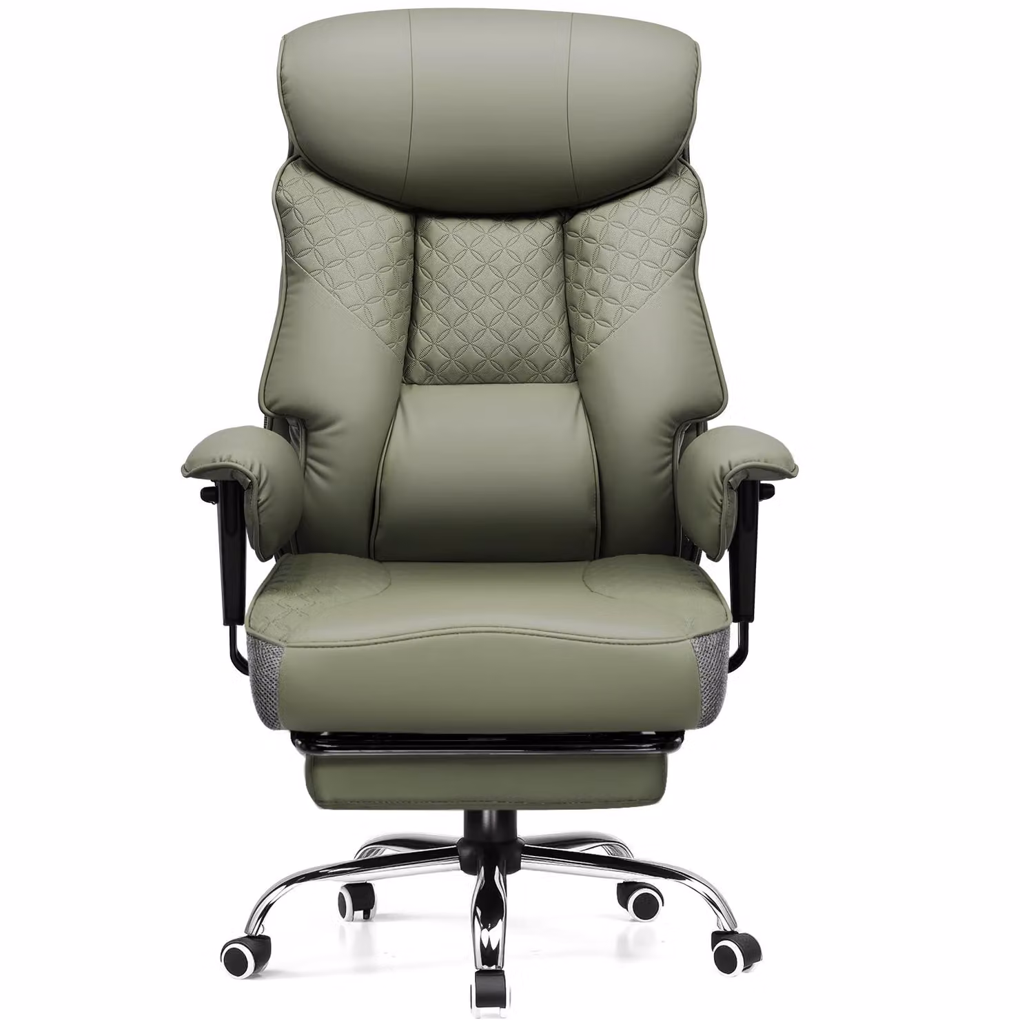COMHOMA sedia da gioco per persone alte e pesanti, sedia da ufficio ergonomica fino a 180 kg, cuscino di seduta 3D, regolabile con poggiapiedi, Finto cuoio, verde