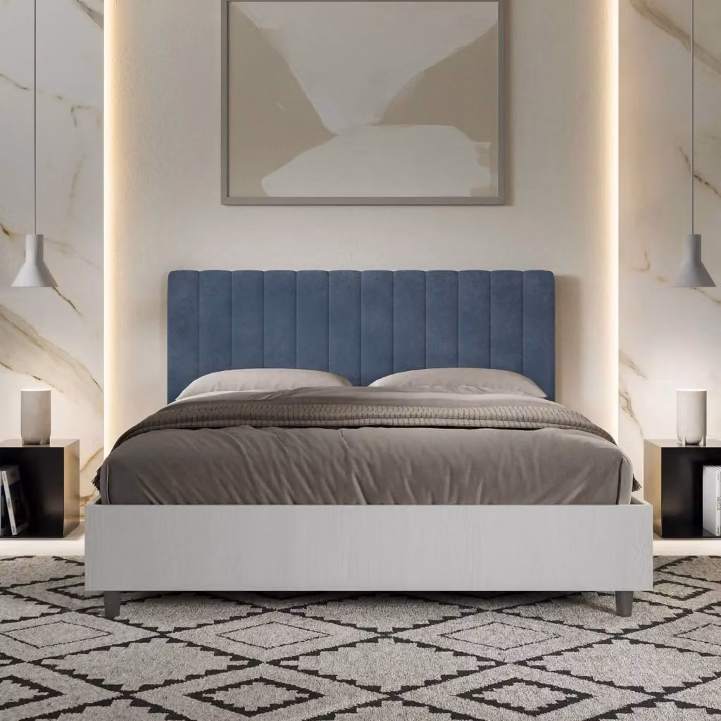 Letto Matrimoniale con Contenitore e Rete a Sollevamento Giordanoshop Blu L: 167 cm, P: 113 cm, H: 198 cm – 2