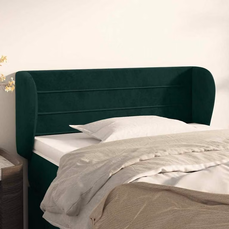 Testiera ad orecchio vidaXL in velluto verde scuro, L: 93 cm, P: 23 cm, H: 78-88 cm