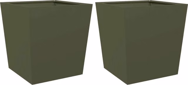 Fioriera rialzata per piante fiori giardino terrazze set da 2 verde oliva 50 x 50 x 50 cm acciaio verde 02_0039087
