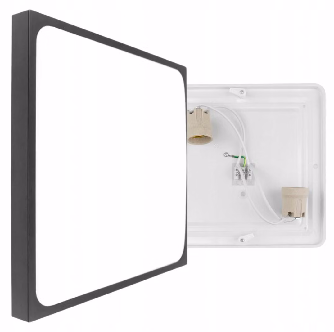 Plafond quadrato 30 cm per 2 lampadine LED E27 40W EC20446 Ecolight