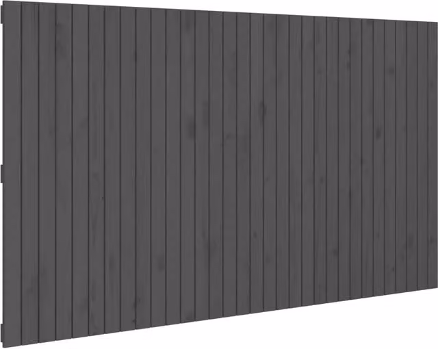 Testiera da parete in legno massello di pino grigio, L: 204 cm, P: 3 cm, H: 110 cm