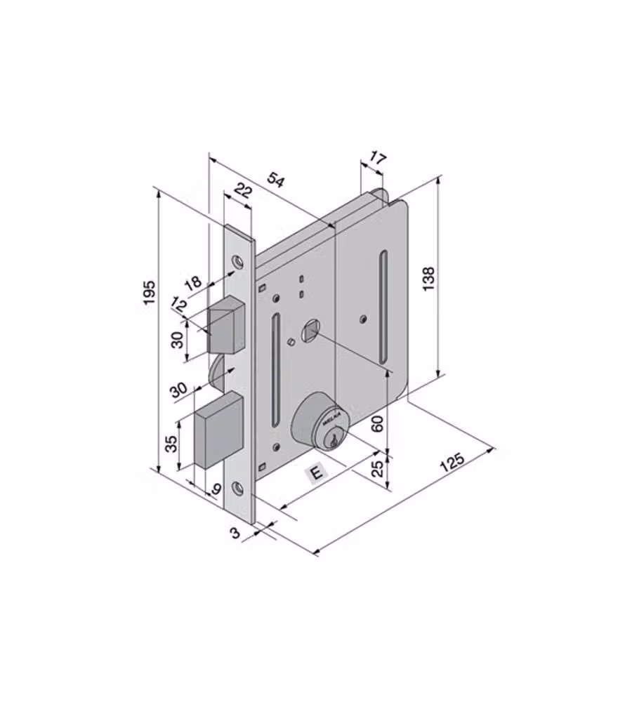 Serratura Infilare per porte in Ferro    605.00.00 050.50.00.0 Welka