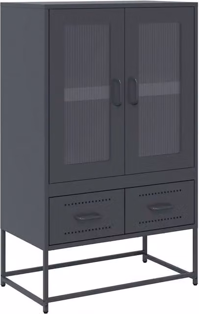 Credenza | Madia | Buffet da pranzo | Armadio da pranzo Antracite 68x39x111,5 cm Acciaio