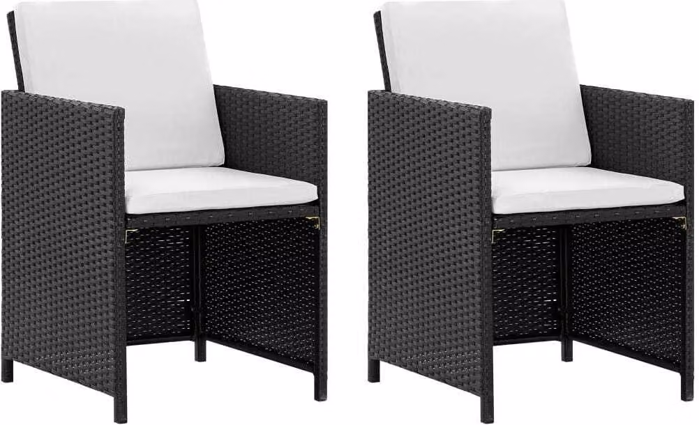 Set da Pranzo da Giardino 5 pz con Cuscini in Polyrattan Nero
