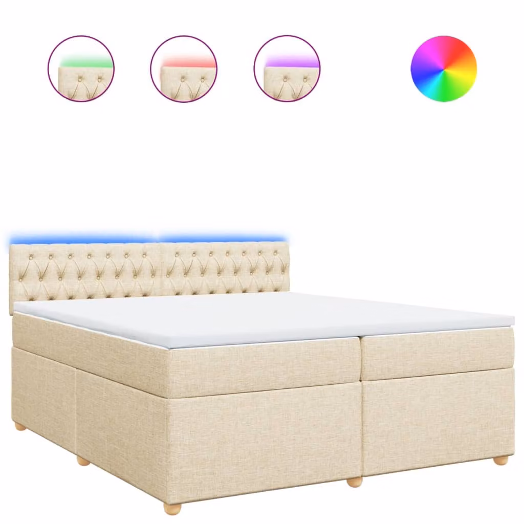 Giroletto a Molle con Materasso Crema 200x200 cm in Tessuto