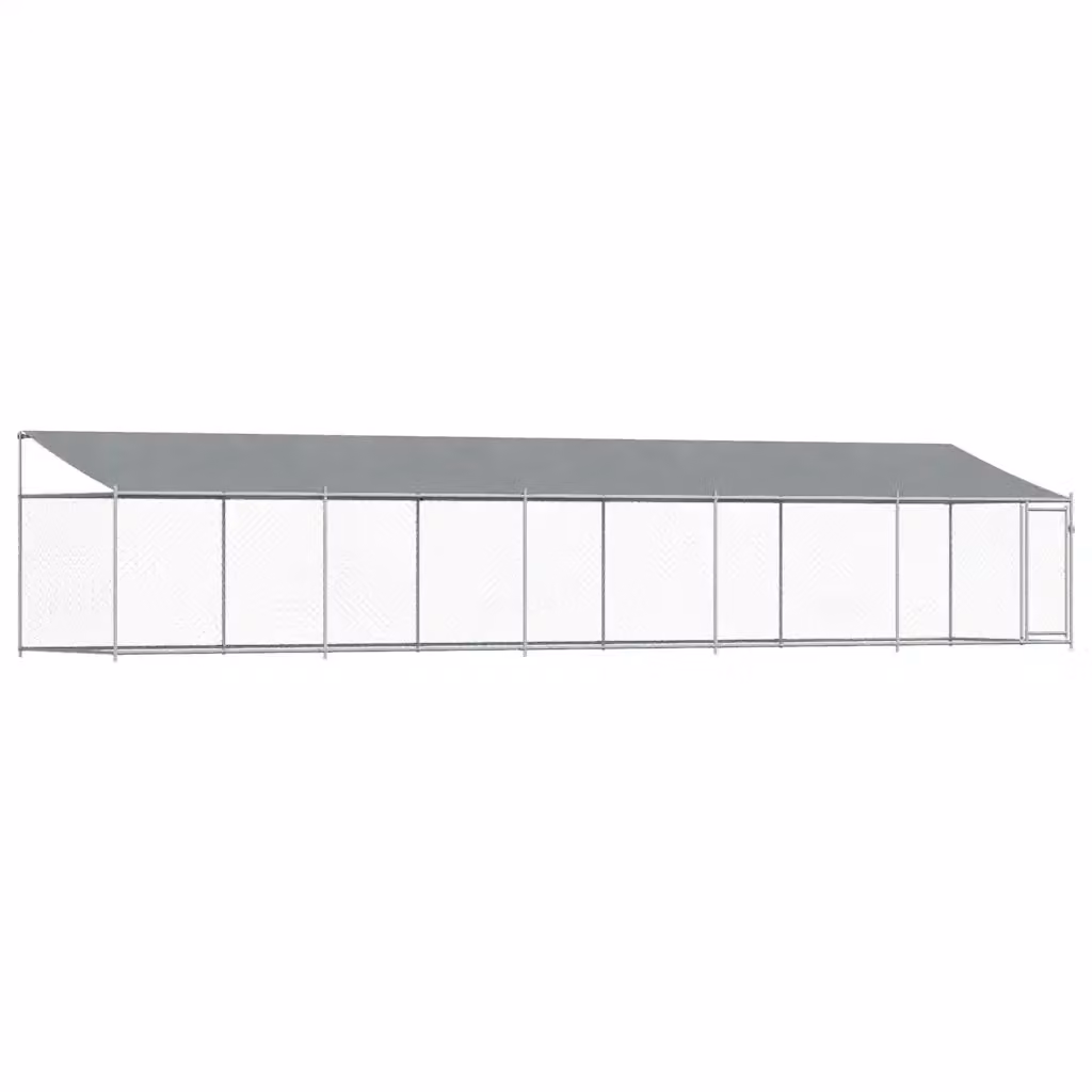 Gabbia per cani vidaXL in acciaio zincato con tetto e porta, colore grigio, L/P/H: 10 x 2 x 2 m – 2