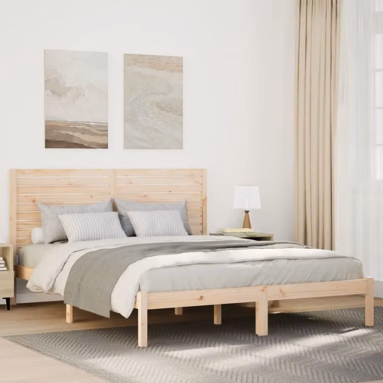 vidaXL Giroletto Extra Lungo in Legno di Pino Massello Marrone L/P/H: 220 x 140 x 145,5 cm