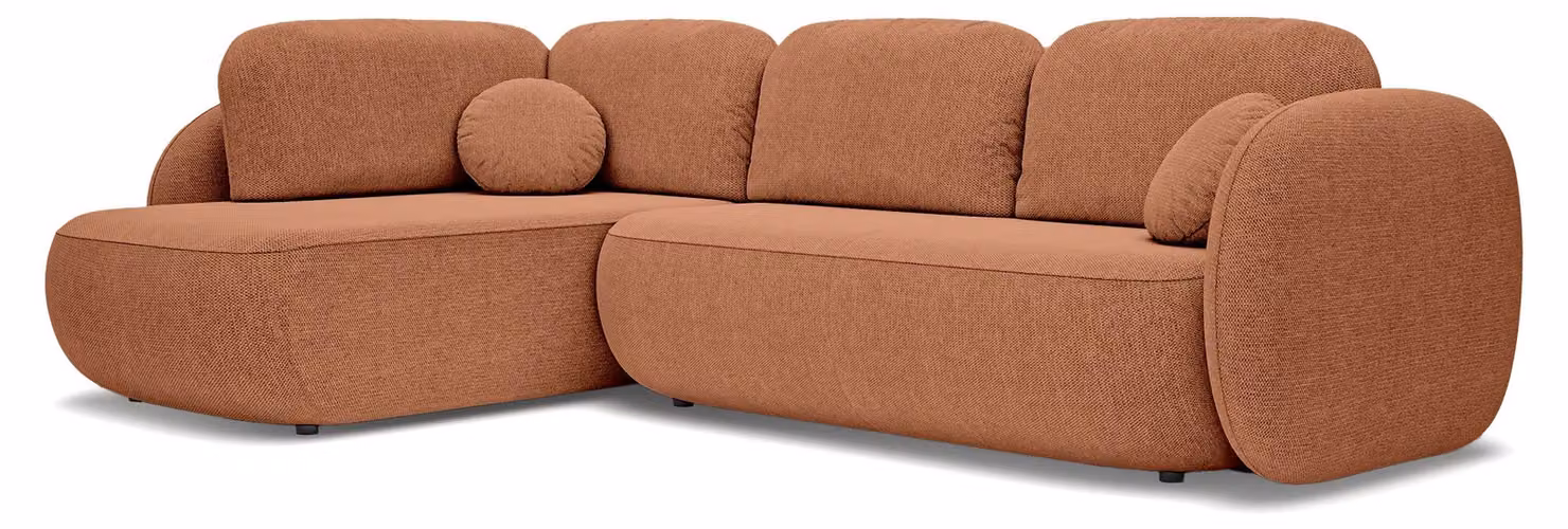 Divano angolare con funzione letto, modello Olemo, lato sinistro, colore cannella