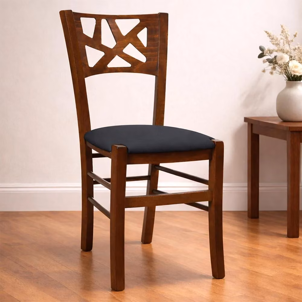 Set da 2 sedie da sala da pranzo Sissy in legno di faggio con seduta imbottita antracite e finitura marrone opaca – 2