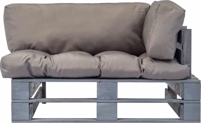Divano da giardino vidaXL in legno di pino con cuscini grigi e coperture rimovibili
