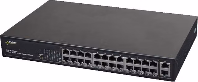 Switch Pulsar S124 con 26 Porte 24x PoE + 2x Uplink 160W Nero