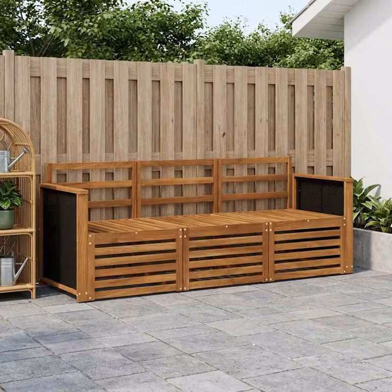 Set di divani da giardino moderno vidaXL in legno di acacia massello marrone con cuscini inclusi
