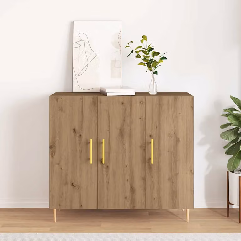 Credenza moderna vidaXL in legno color marrone L: 90 cm, P: 34 cm, H: 80 cm