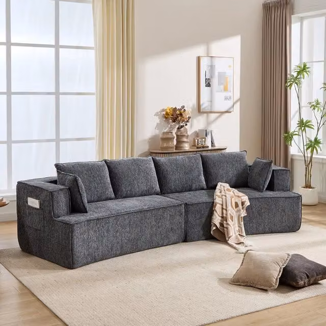 Divano 2 posti ¨C Minimal ¨C grigio scuro velluto imbottito