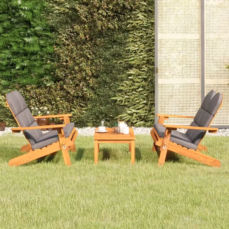 Set Salotto da Giardino Adirondack vidaXL in Legno di Acacia con Cuscini Inclusi, Colore Marrone o Grigio