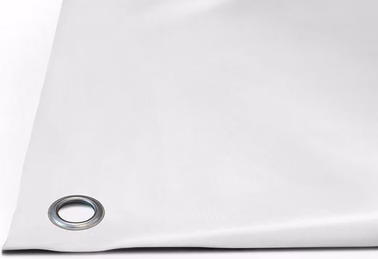 Telone per camion in PVC 900g/m² (3m x 6m, occhielli rotondi da 20mm, bianco RAL9010) al metro con/senza occhielli Telone per tetti Telone per camion industriali Telone per campeggi Telone di protezione Telone di legno