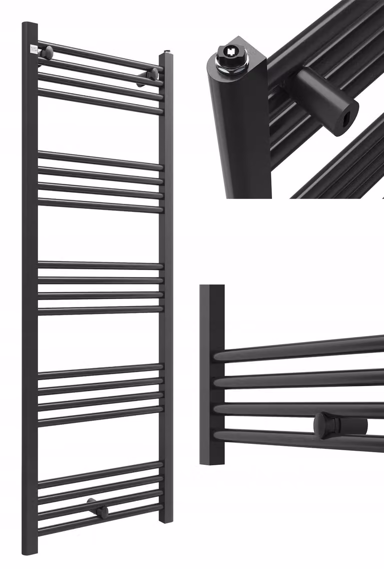 Granitan - Radiatore da bagno - Scaldasalviette - 140x50 cm - Nero - Scaldasalviette - PUERTO