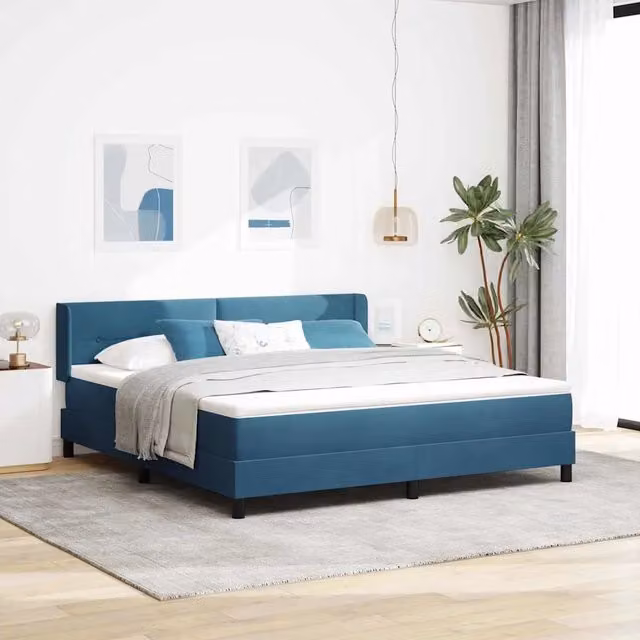 Letto ibrido con testiera in velluto blu vidaXL L: 180 cm, P: 200 cm, H: 280 cm – 1