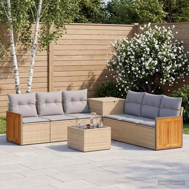 Set di divani 8 pz Beige e Grigio Chiaro 55 x 55 x 37 cm 3448647