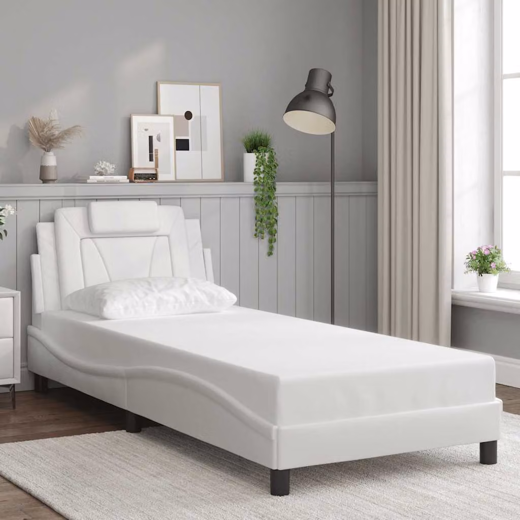 Giroletto Viana vidaXL in similpelle bianco senza materasso L/P: 90 x 190 cm
