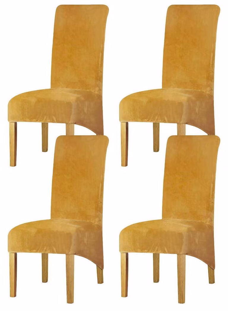 Set di 4 coprisedie, removibili, lavabili, elasticizzati, adatti per sedie da pranzo, colore senape, taglia grande