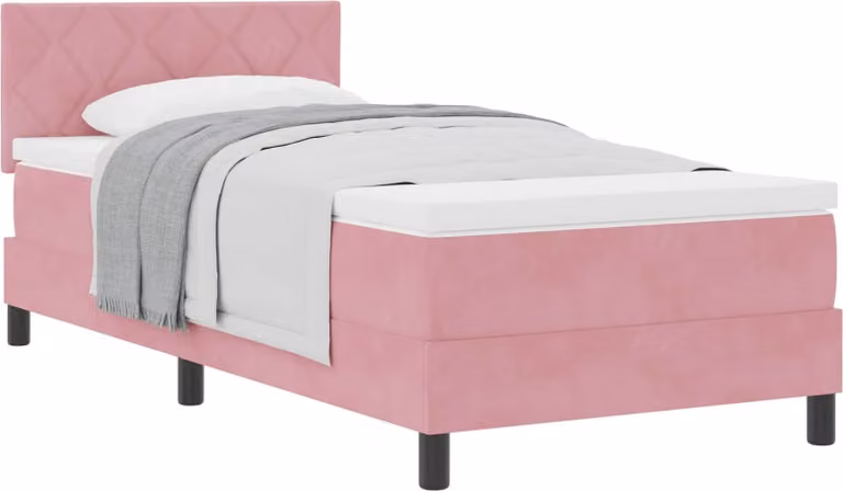 SYFAX™ Letto a molle con materasso Rosa 90 x 200 cm Velluto