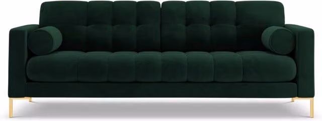 Divano 3 posti Bali di Cosmopolitan Design in velluto verde bottiglia e oro, L: 177 cm, P: 75 cm, H: 92 cm – 1