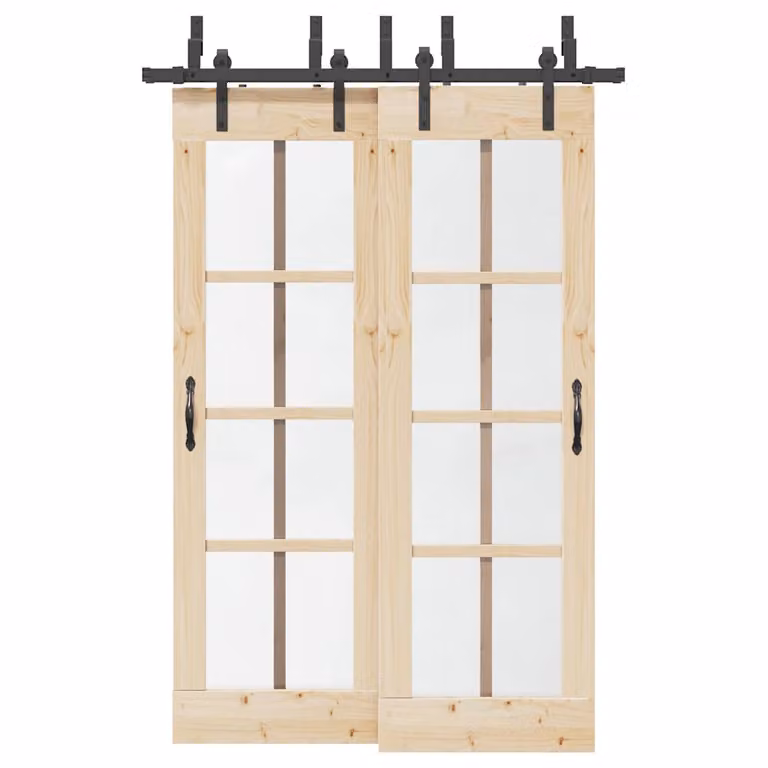 Kit di binari per porte scorrevoli vidaXL in acciaio nero opaco, Lunghezza: 152,5 cm