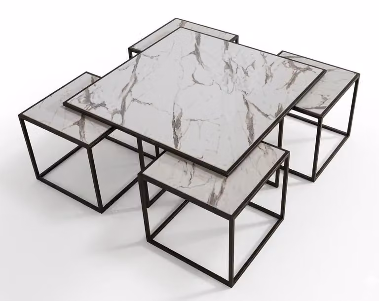 Elegante set da salotto con tavolino da caffè e 4 tavolini