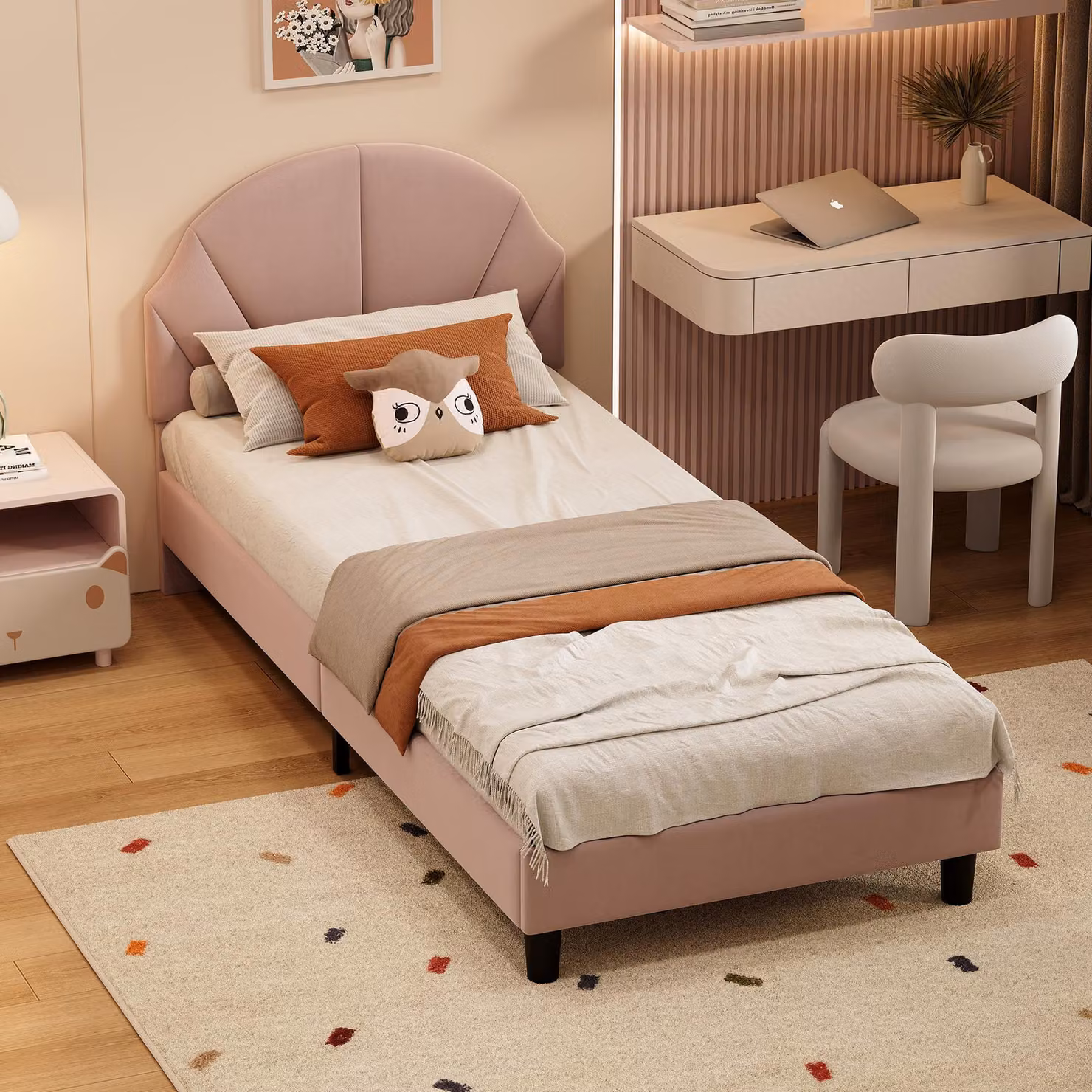 Letto imbottito ProximaX 90x200 cm, testata regolabile in altezza, letto singolo in velluto con testata morbida e supporto per lo schienale, facile da montare