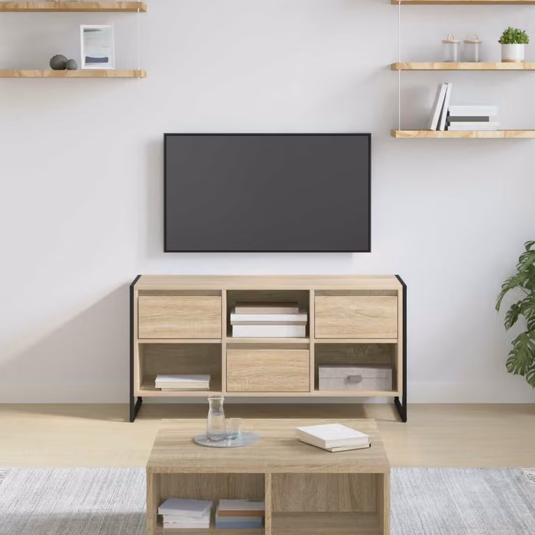 Mobile TV vidaXL in legno Sonoma e metallo, colore marrone, L 100 x P 36 x H 49,5 cm