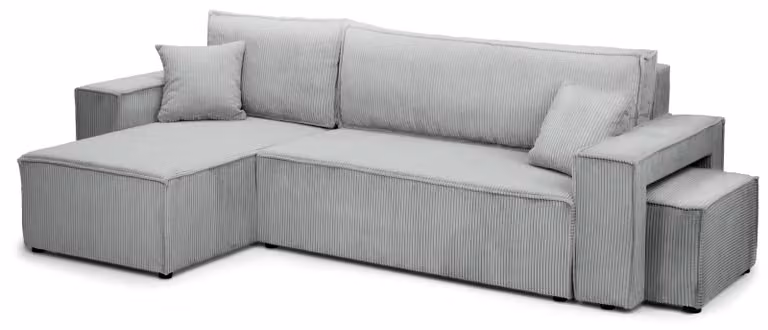 Divano a tre posti con funzione letto, modello Klara, colore grigio bambù