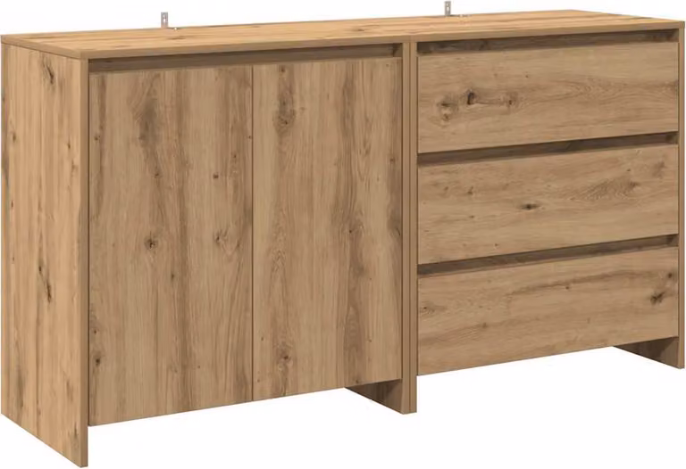 Credenza 2 pz Rovere Artigianale in Legno Multistrato
