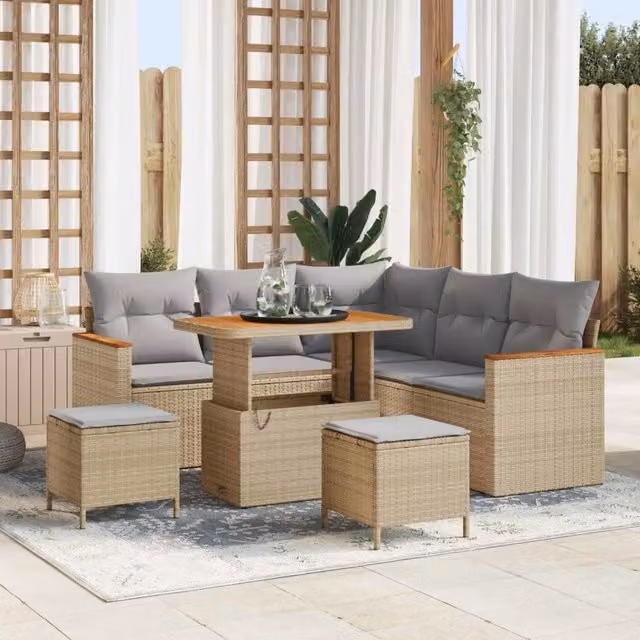 Set Divano da Giardino 8 pz Beige polyrattan 3362917
