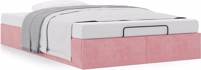 Struttura Letto Pouf Senza Materasso Rosa 120x200 cm Velluto
