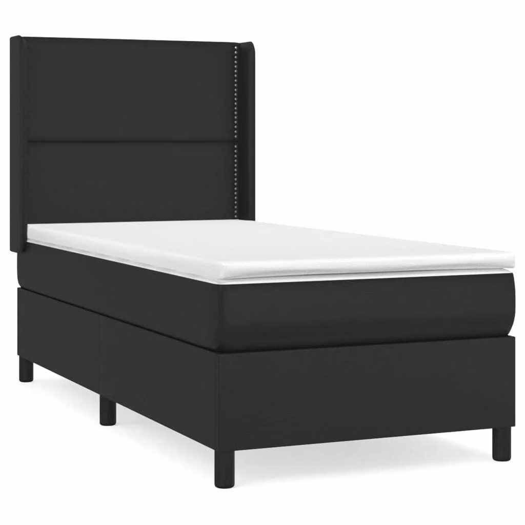 Giroletto a Molle con Materasso Nero 100x200 cm in Pelle finta