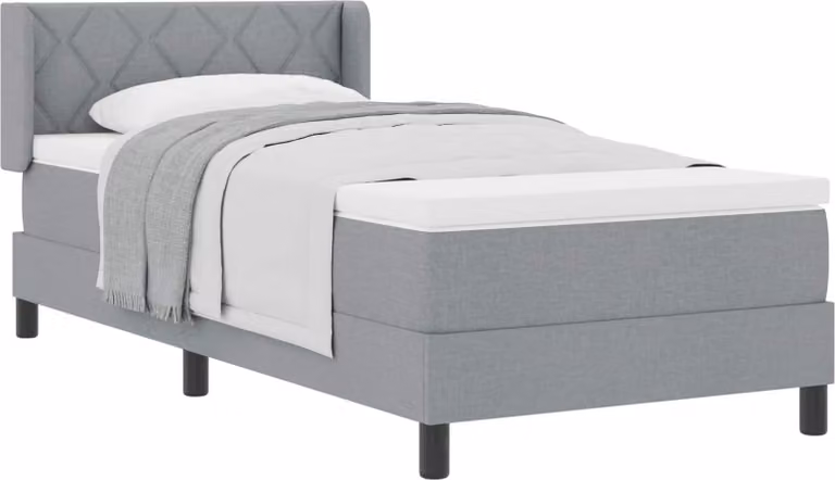 Letto a molle con testiera Grigio chiaro 190 x 90 cm Tessuto